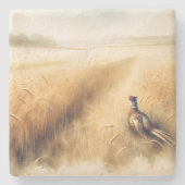 Herfst fazant in tarwe stenen onderzetter (Voorkant)