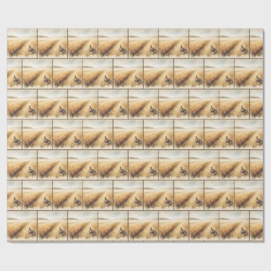 Herfst fazant in tarweveld cadeaupapier (Vlak)