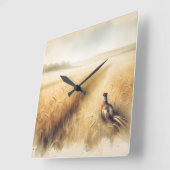 Herfst fazant in tarweveld vierkante klok (Hoek)