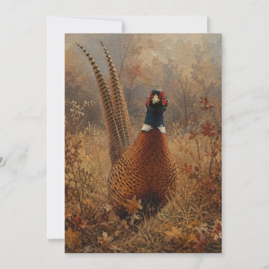 Herfst Fazant Olie Schilderij Kaart (Voorkant)