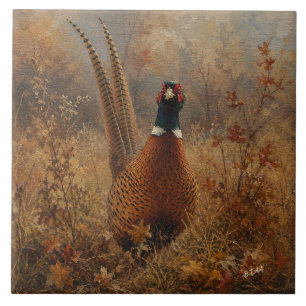 Herfst Fazant Olie Schilderij  Tegeltje