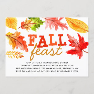 Herfst Feast Waterverf laat Thanksgiving eten Kaart