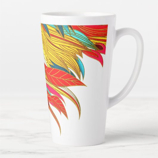 Herfst Feather elegante kleurrijke abstracte kunst Latte Mok (Rechts)