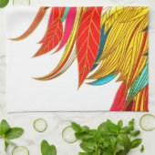 Herfst Feather elegante kleurrijke abstracte kunst Theedoek (Gevouwen)