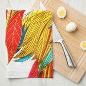 Herfst Feather elegante kleurrijke abstracte kunst Theedoek (Quarter Fold)