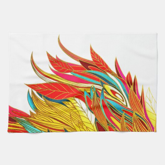 Herfst Feather elegante kleurrijke abstracte kunst Theedoek (Horizontaal)