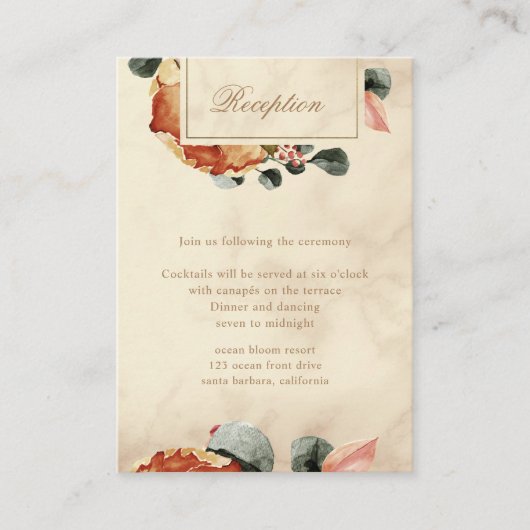 Herfst Feel Huwelijksreceptie Informatiekaartje (Voorkant)