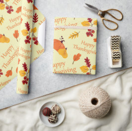 Herfst Feest Pompoenen en Herfst Bladeren Thanksgi Cadeaupapier