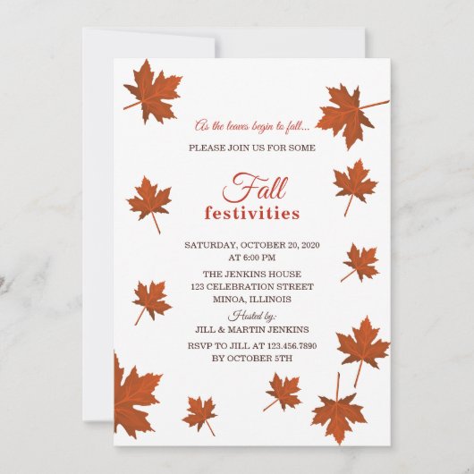 Herfst Feestdagen Uitnodiging (Voorkant)