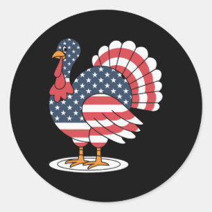 Herfst Feestelijke Camo Perfect Turkije Dag T-shir Ronde Sticker