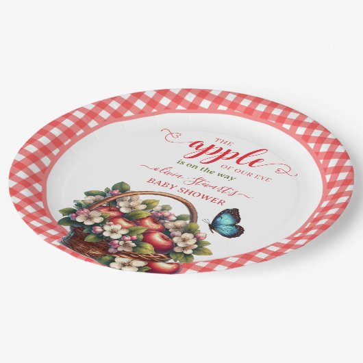 Herfst feestelijke plaid Apple thema Baby shower Papieren Bordje (Gekanteld)