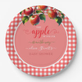 Herfst feestelijke plaid Apple thema Baby shower Papieren Bordje (Voorkant)