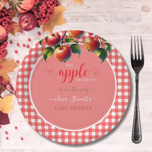 Herfst feestelijke plaid Apple thema Baby shower Papieren Bordje