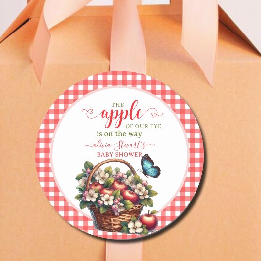 Herfst feestelijke plaid Apple thema Baby shower Ronde Sticker
