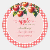 Herfst feestelijke plaid Apple thema Baby shower Ronde Sticker (Voorkant)