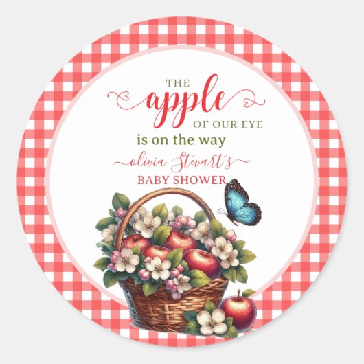 Herfst feestelijke plaid Apple thema Baby shower Ronde Sticker (Voorkant)