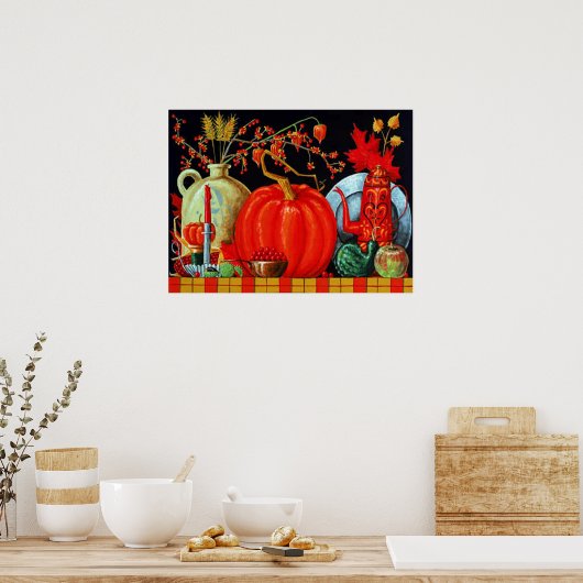 Herfst feestelijke tafel 24x18 poster (Keuken)