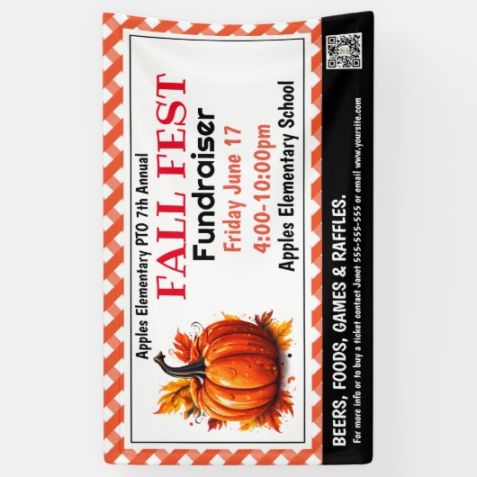 Herfst fest Fondsenwerving PTO PTA Kerk Banner (Verticaal)