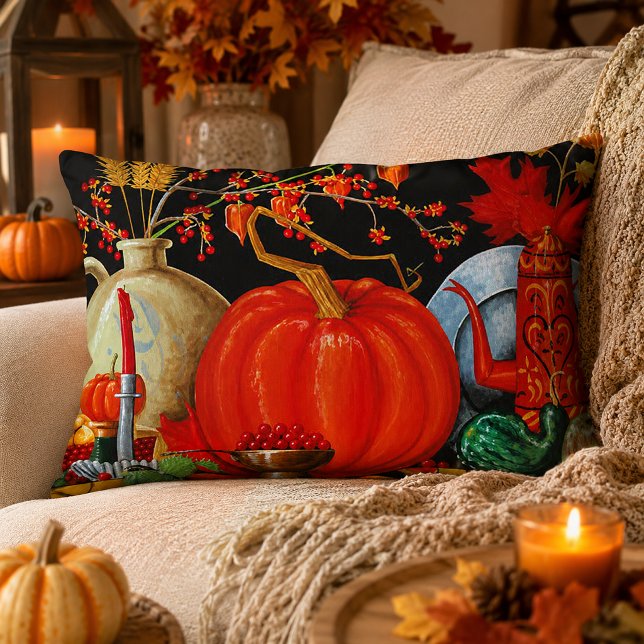 Herfst Festieve Antieke Schildering Pompoen Decora Accent Kussen (Autumn Festive Antique Painting Pumpkin Decoration Accent Pillow)
