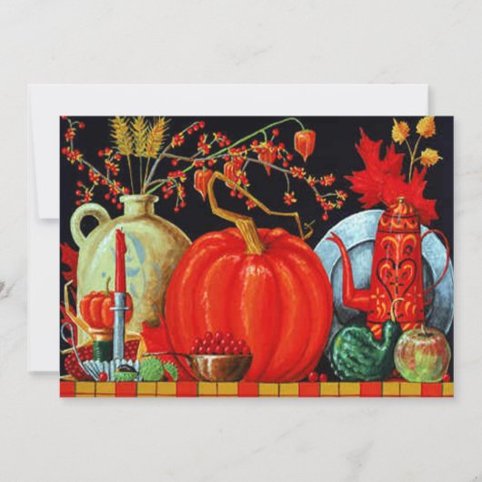 Herfst Festieve Antieke Schildering Pompoen Decora Kaart (Voorkant)