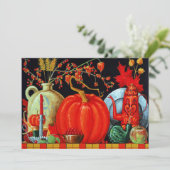 Herfst Festieve Antieke Schildering Pompoen Decora Kaart (Staand voorkant)