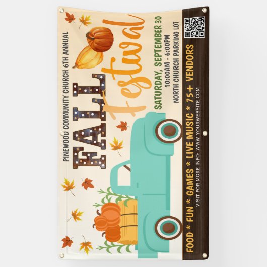 Herfst Festival Banner met qr code (Verticaal)