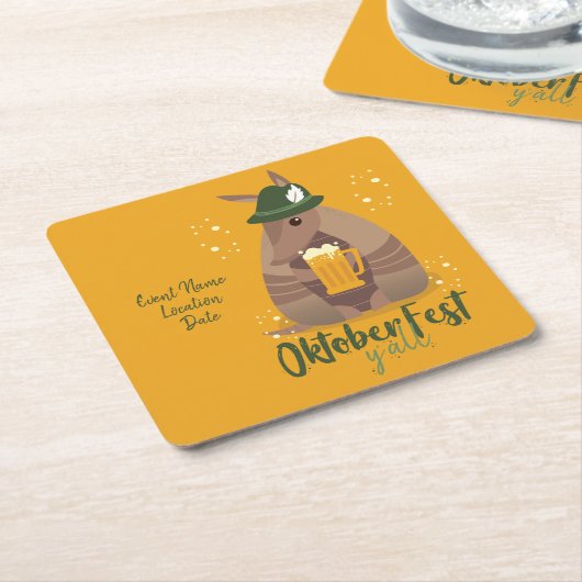 Herfst Festival Beer Drink Armadillo Texas Kartonnen Onderzetters (Schuin)