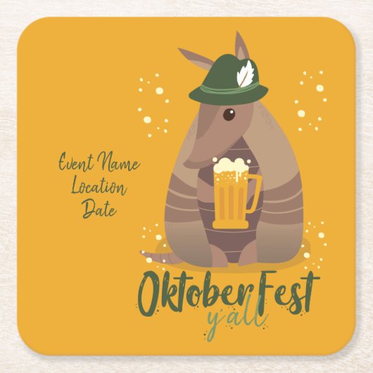 Herfst Festival Beer Drink Armadillo Texas Kartonnen Onderzetters (Voorkant)