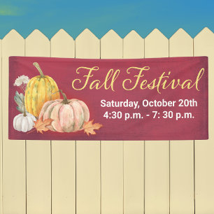 Herfst Festival Bloemen Pompoen Banner