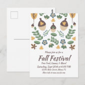 Herfst Festival Bloemige Groene Bladeren Eikels Briefkaart (Voorkant / Achterkant)