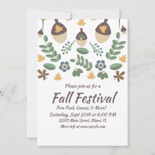 Herfst Festival Bloemstuk Groen Loof Eikels  Kaart