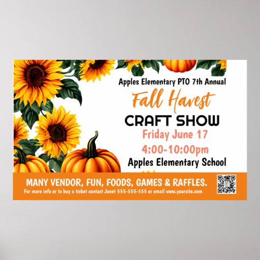 HERFST FESTIVAL CRAFT SHOW PTO PTA Kerkbanner Poster (Voorkant)