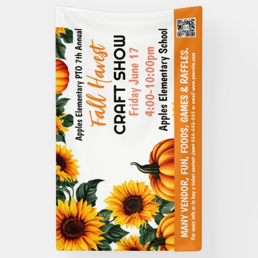 HERFST FESTIVAL CRAFT SHOW PTO PTA Kerkbanner Spandoek (Verticaal)