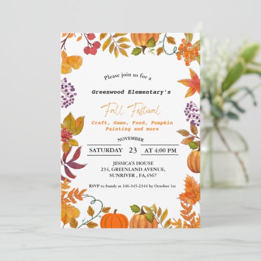 Herfst Festival feest vreugdevuur School Community Kaart (Staand voorkant)