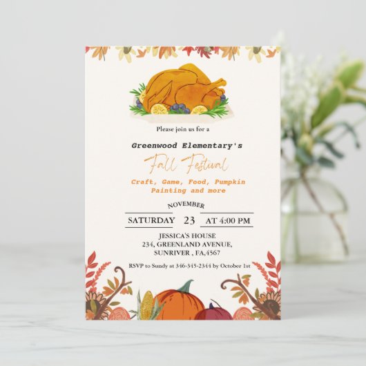 Herfst Festival feest vreugdevuur School Community Kaart (Staand voorkant)