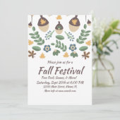 Herfst Festival Floral Greenery laat Acorns Kaart (Staand voorkant)