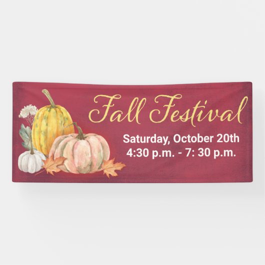 Herfst Festival Floral Pumpkin Banner (Horizontaal)
