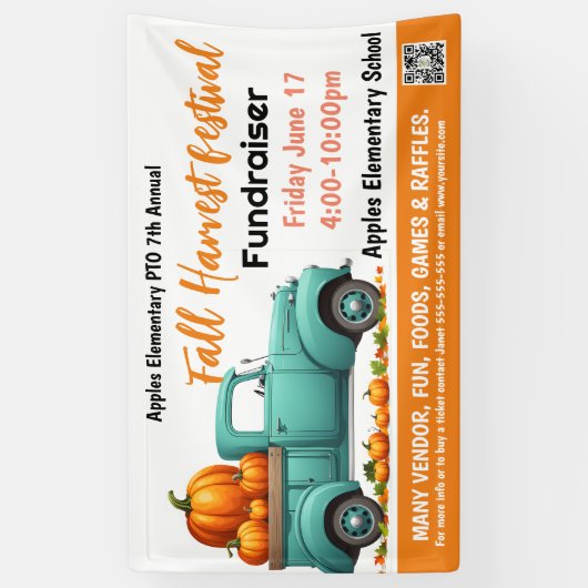 HERFST FESTIVAL Fondsenwerving PTO PTA Kerk Banner (Verticaal)