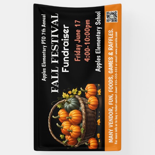 HERFST FESTIVAL Fondsenwerving PTO PTA Kerk Banner (Verticaal)