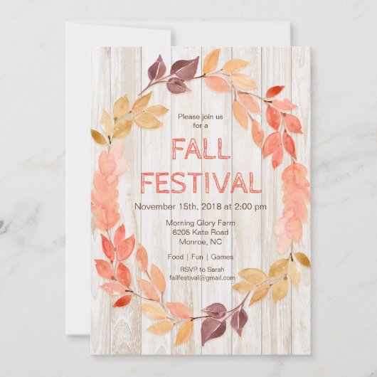 Herfst Festival Herfstbladeren Uitnodiging (Voorkant)
