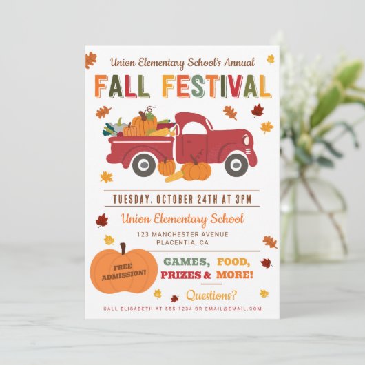 Herfst Festival Invitation Halloween Oogstflyer Kaart (Staand voorkant)