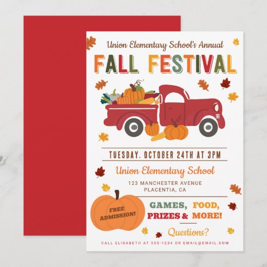 Herfst Festival Invitation Halloween Oogstflyer Kaart (Voorkant / Achterkant)