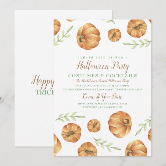 Herfst Festival Pumpkin Uitnodiging (Voorkant / Achterkant)