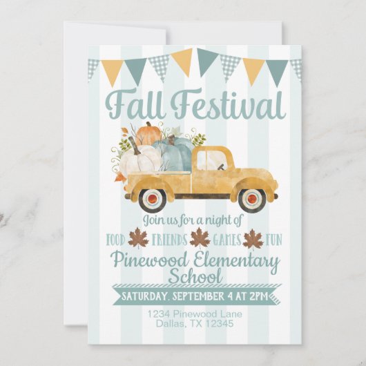 Herfst Festival Uitnodiging Rustic Truck (Voorkant)