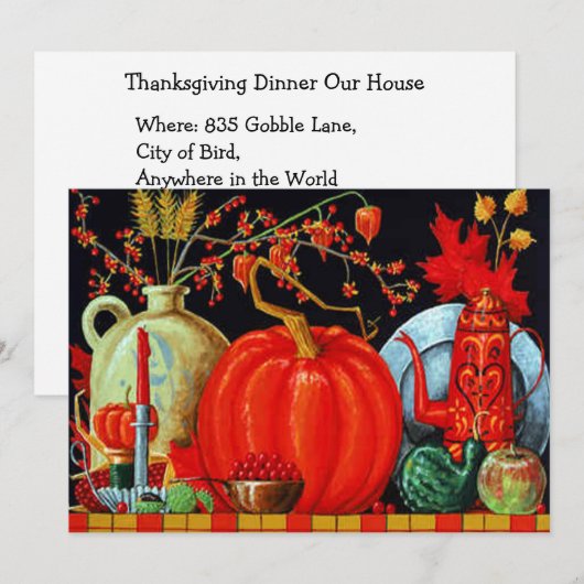 Herfst Festiviteit Antieke Schildering Pompoen Dec Kaart (Voorkant / Achterkant)