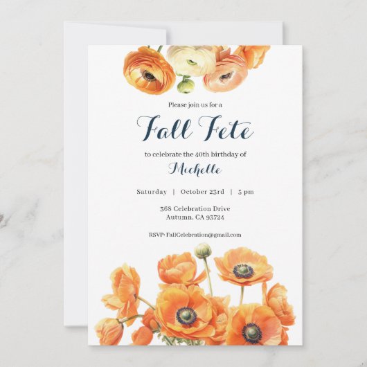 Herfst fete herfstverjaardagsfeest Sinaasappel blo Kaart (Voorkant)