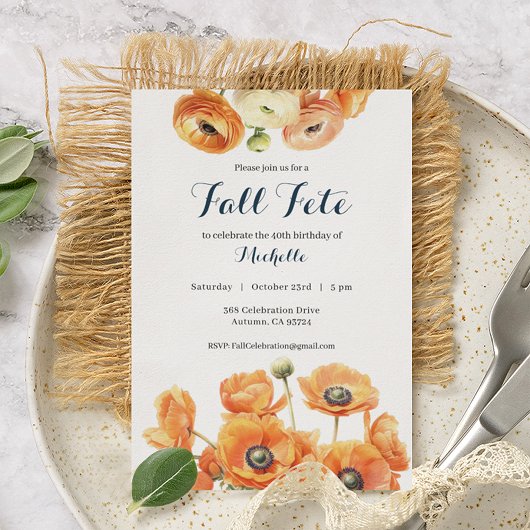 Herfst fete herfstverjaardagsfeest Sinaasappel blo Kaart