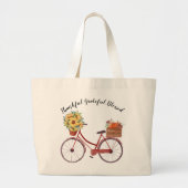 Herfst.  fiets met pompoenen, zonnebloemen grote tote bag (Voorkant)