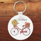 Herfst.  fiets met pompoenen, zonnebloemen sleutelhanger (Voorkant)