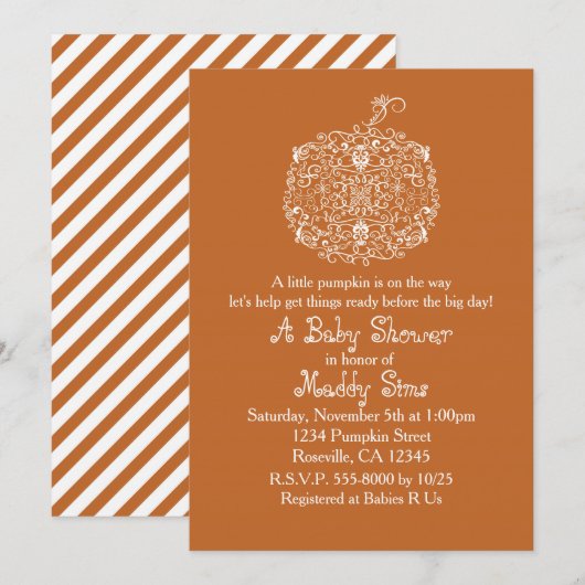 Herfst Filigree Pumpkin Elegant Uitnodigingen naja (Voorkant / Achterkant)